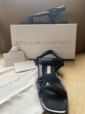 Stella McCartney logo-print faux leather sandals - full inclusion